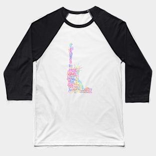 Statue of Liberty Travel Text Word Cloud Baseball T-Shirt